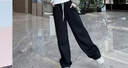 都市麗人闊腿褲女2025冬季新款大碼女褲高腰直筒休閑褲保暖加絨褲黑色褲子 曬單實(shí)拍圖