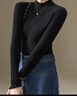 俞兆林半高領(lǐng)針織打底衫女秋冬內搭小香風(fēng)毛衣女裝上衣黑色 曬單實(shí)拍圖