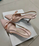 CHARLES&KEITH緞面蝴蝶結尖頭高跟涼鞋女生日禮物女神節禮物送女友CK1-60361556 Light Pink淺粉色 37 曬單實(shí)拍圖