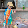 心楠男童泳衣夏季新款兒童寶寶連體游泳衣可愛(ài)笑臉游泳裝小童海邊沙灘 L碼【建議身高110-120CM】 曬單實(shí)拍圖