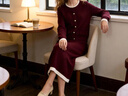 三彩2025冬季新款紅色針織套裝毛衫上衣半身裙兩件套優(yōu)雅M 曬單實(shí)拍圖