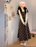 艾珠兒（Aizhuer）小香學(xué)院風(fēng)格子背帶連衣裙子女秋冬季2026新款小個(gè)子穿搭套裝長(cháng)裙 毛衣+馬甲+半裙 S 曬單實(shí)拍圖