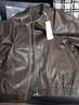 GXG男裝美式皮衣男女同款2024秋季新款夾克 棕色 175/L 曬單實(shí)拍圖