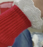 森馬（Semir）騏驥紅色毛衣女短款假兩件上衣26新蕾絲下擺兩穿內搭109126106001 曬單實(shí)拍圖