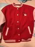 戴維貝拉（DAVE＆BELLA）中大童外套冬裝新款女童長(cháng)袖棒球服小女孩加絨運動(dòng)外衣兒童上衣 紅色【現貨】 150 cm（建議身高140-150cm） 曬單實(shí)拍圖