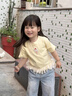 班喜迪女童短袖t恤夏季2026新款洋氣寶寶公主衣服夏裝兒童薄款童裝上衣 黃色 90 曬單實(shí)拍圖