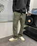 Homlean美式純棉休閑褲男春夏小眾潮牌復古寬松工裝長(cháng)褲子HS60卡其色XL 曬單實(shí)拍圖