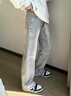 燦圖美式高街vibe煙灰色牛仔褲子男秋冬季加絨cleanfit情侶微喇彎刀褲 煙灰色 常規 XL 曬單實(shí)拍圖