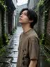 貴色高端設計感亞麻熊貓印花短袖T恤男夏季新款寬松大碼男士半袖體恤 駝色 L  適合130-150斤 曬單實拍圖