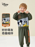迪士尼寶寶（Disney Baby）男童套裝兒童抑菌翻領(lǐng)衛衣衛褲中小童裝春季休閑兩件套 軍綠 90 曬單實(shí)拍圖