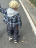 齊齊熊（ciciibear）[加絨小魔怪]齊齊熊寶寶牛仔連帽外套男童冬款2025新款兒童保暖衣 藍棕格子 100 曬單實(shí)拍圖