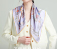 絲界【手工卷邊】真絲絲巾女100%桑蠶絲雙面噴繪時(shí)尚百搭通勤方巾圍巾 曬單實(shí)拍圖