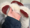 唐獅（TonLion）2025新款可愛(ài)狐貍新年紅色毛絨帽子圍巾手套一體女冬季雷鋒帽 酒紅色 曬單實(shí)拍圖