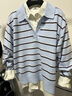 優(yōu)衣庫女裝柔滑棉質(zhì)POLO領(lǐng)條紋針織衫/毛衣毛衫26春夏新款484503 60 淺藍色 2XL 曬單實(shí)拍圖