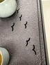 高檔仿烏金石茶盤(pán)家用茶臺瀝水盤(pán)茶托盤(pán)茶具2025新款茶海套裝干泡 加彩千里江山黑底（蓄排兩用）32x18.5cm 曬單實(shí)拍圖