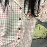 云想衣兒童睡衣女童睡衣春秋季格子櫻桃小狗開(kāi)衫睡衣可外穿家居服M碼 曬單實(shí)拍圖