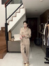 TFZF高級感真絲睡衣女款春秋季長(cháng)袖居家送閨蜜生日禮物家居服禮盒套裝 茶灰色 【長(cháng)袖+長(cháng)褲】 M 曬單實(shí)拍圖