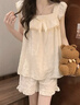 俞兆林睡衣女夏季帶胸墊梭織棉法式吊帶短褲甜美公主風(fēng)家居服 曬單實(shí)拍圖