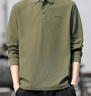 JEEP吉普長(cháng)袖T恤男士polo打底衫春秋季寬松純色上衣男裝 軍綠  XL 曬單實(shí)拍圖