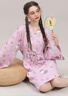 tutuannaHelloKitty磨毛全棉純棉滿(mǎn)印長(cháng)袖睡裙 淡桃紅色 均碼 曬單實(shí)拍圖
