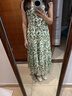 紅袖綠色碎花連衣裙夏季2024新款女裝收腰垂感顯瘦氣質(zhì)小眾雪紡吊帶裙 綠花602 S 曬單實(shí)拍圖