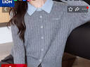唐獅（TonLion）2025秋冬氣質(zhì)風(fēng)拼色設計女假兩件開(kāi)衫 曬單實(shí)拍圖