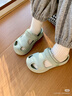 婧麒（JOYNCLEON）兒童拖鞋夏季男女寶寶拖鞋居家包頭洞洞鞋涼鞋軟底防滑兒童沙灘鞋 純淺綠色 22 /23碼【內長(cháng)14cm腳長(cháng)13cm】 曬單實(shí)拍圖