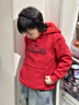 沃蘭迪Kids樂(lè )高抓絨連帽衛衣童裝男女小大童親膚舒適休閑套頭連帽上衣 紅色 150 曬單實(shí)拍圖