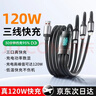 GUGI【120W超級快充】充電線(xiàn)三合一數據線(xiàn)66W/100W車(chē)載一拖三Type-C充電器適配蘋(píng)果iphone華為安卓小米 【120W三合一快充】1.2米數顯三合一充電線(xiàn) 曬單實(shí)拍圖
