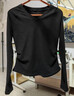 歐迪芬打底衫女時(shí)尚V領(lǐng)無(wú)痕內搭女收腰顯瘦秋冬軟磨毛柔軟長(cháng)袖T恤黑XL 曬單實(shí)拍圖