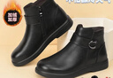 足力健冬季加絨靴子女保暖皮靴中老年棉皮鞋女士短靴女鞋 6283K黑色39 曬單實(shí)拍圖