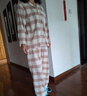 MUJI女式無(wú)側縫法蘭絨睡衣女士家居服女款純棉25年冬季套裝 女裝 粉紅色格紋 S （上裝155/80A 下裝155/62A） 曬單實(shí)拍圖