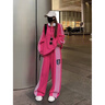 冠軍閃電（CHIONPEAN）歐貨時(shí)尚炸街運動(dòng)服套裝女春秋冬寬松顯瘦衛衣闊腿褲休閑兩件套潮 火龍果色衛衣+長(cháng)褲【春秋純棉兩件套】 M 【建議106-125斤】 曬單實(shí)拍圖
