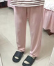 浪莎（LangSha）純棉女款睡褲孕婦長(cháng)褲孕期可調節純色女月子褲春秋季100%純棉寬松 粉色 【100％純棉 可調節腰帶】 M 【推薦體重：80-100斤】 曬單實(shí)拍圖