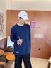 fingercroxx it長(cháng)袖男2026春季新款韓版寬松t恤純棉透氣休閑內搭 藏青 XL 曬單實(shí)拍圖