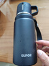 蘇泊爾（SUPOR）保溫杯大容量不銹鋼316L車(chē)載水壺戶(hù)外保溫杯商務(wù)高檔泡茶杯 曜石黑700ml【316L+自帶茶杯】 曬單實(shí)拍圖