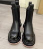 他她張紫寧同款黑巧煙筒靴厚底切爾西靴女靴加絨秋冬 黑(鞋底粉) 37 曬單實(shí)拍圖