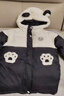 鴨鴨兒童羽絨服男童寶寶冬季中長(cháng)款加厚可愛(ài)小熊中小童外套GM 黑白色 110 曬單實(shí)拍圖