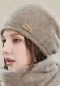 玖慕（JIUMU）純羊絨保暖針織毛線(xiàn)帽包頭冷帽秋冬季堆堆帽戶(hù)外冬帽防寒帽子女 曬單實(shí)拍圖