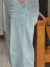 森馬（Semir）森柔|牛仔褲女夏季半松緊腰長(cháng)褲ins潮顯瘦女士直筒褲103325124002 曬單實(shí)拍圖