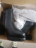 靴子女秋冬季新款高跟短靴女粗跟馬丁靴防水臺舒適時(shí)髦靴子 黑色 加絨 37 曬單實(shí)拍圖