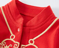心楠一周歲禮服男寶寶女抓周衣服嬰兒春秋季滿(mǎn)月百天生日宴連體衣唐裝 金鎖?！敬呵锟睢抠洜钤?襪子 73cm 【15-17斤】百天穿 曬單實(shí)拍圖