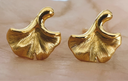 周大福拉絲銀杏葉黃金耳釘耳飾(工費220)約1.65g EOF708禮物 曬單實(shí)拍圖