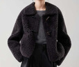 ELLE綿羊毛牛角扣毛絨短外套女2025冬季新款新年復古通勤羊羔毛上衣 深灰 S 曬單實(shí)拍圖