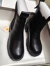 紅蜻蜓厚底切爾西靴新款女靴煙筒靴短筒彈力靴粗跟中筒靴WTC34029 黑色 35 (225mm) 曬單實(shí)拍圖