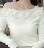 香影法式蕾絲花朵針織衫女2026春季新款新年氛圍感米黃色露肩上衣 米黃 上衣 M 160/84A/95-110斤 曬單實(shí)拍圖