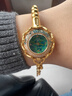 老鳳祥2025新款 古法黃金999足金女表歐泊鑲嵌珠寶腕表手表【禮物】 綠色 古法999足金珠鏈 24mm 曬單實(shí)拍圖