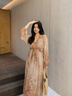 鹿王戀雪高端真絲長(cháng)袖連衣裙女春秋季2026年新款洋氣時(shí)尚輕奢桑蠶絲長(cháng)裙子 咖粉色 2XL 曬單實(shí)拍圖