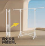 折疊晾衣架落地免安裝伸縮晾衣桿室內陽(yáng)臺立式掛衣架家用曬衣架 珍珠白-單桿款 折疊可伸縮 三角防風(fēng) 曬單實(shí)拍圖