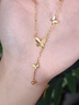 中國黃金（CHINA GOLD）黃金項鏈蝴蝶流蘇項鏈足金999送老婆女友媽媽生日禮物 約3.2g【配品牌禮盒】 曬單實(shí)拍圖
